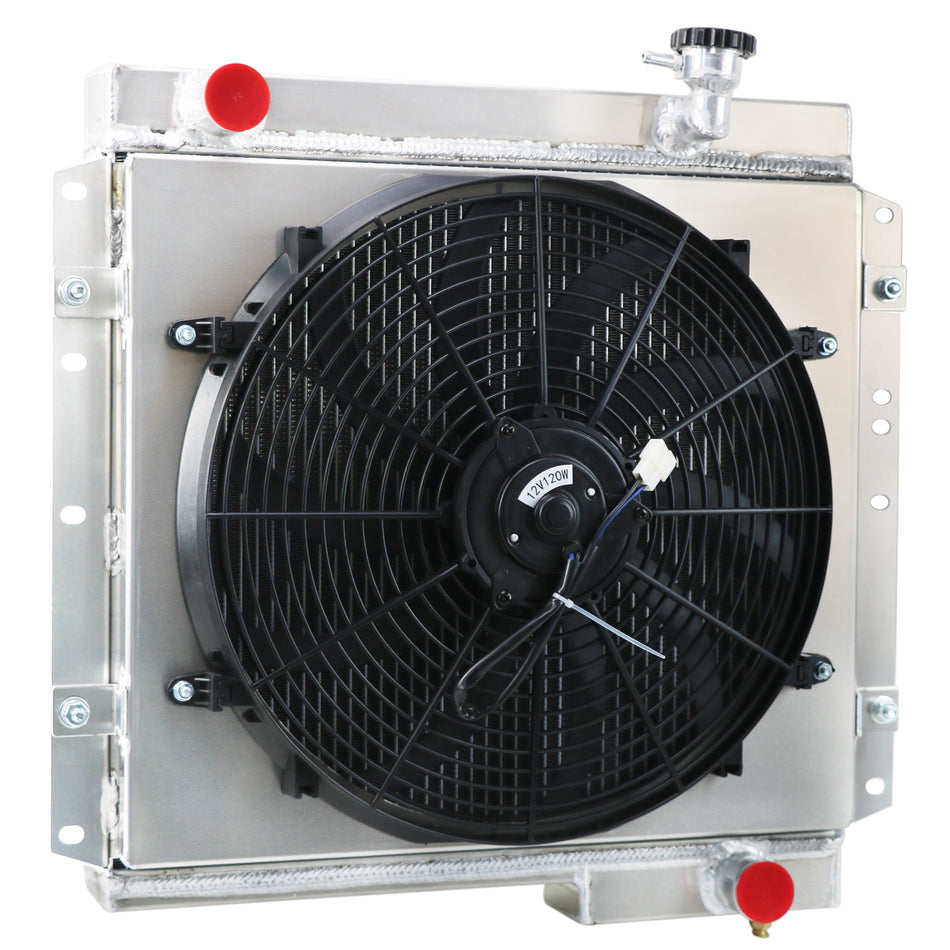 AlloyWorks 4Row Radiator Shroud+Fan+Relay For TOYOTA LAND CRUISER FJ45 FJ40 PETROL 69-1984