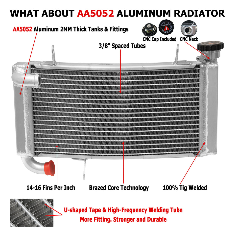 AlloyWorks Motorcycle Aluminum Radiator fit 01-02 Ducati Monster S4 /03-08 Ducati Monster\S4R