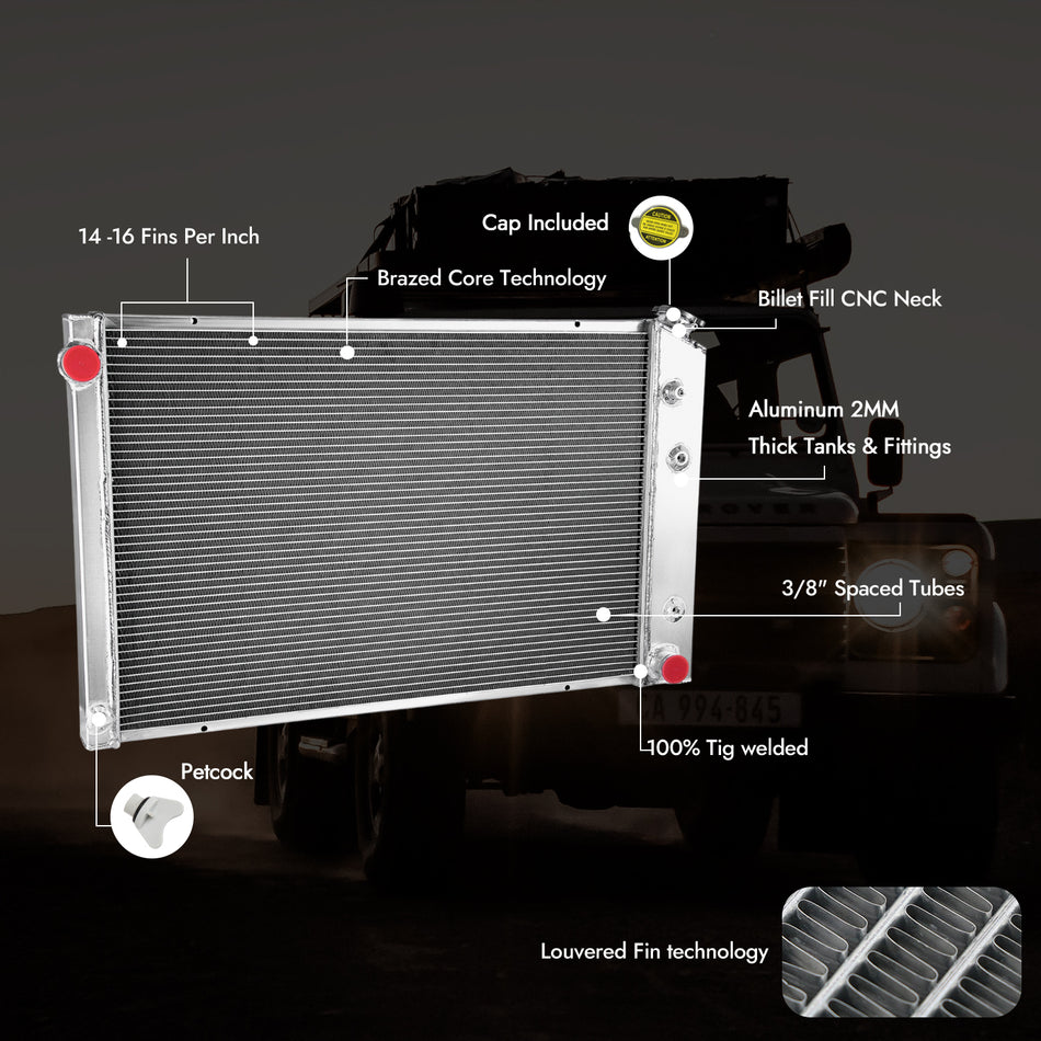 AlloyWorks 3 Row Radiator For 1973-1980 Chevy C/K Series C10 C20 K10 PICKUP 5.7L 8cyl LS9