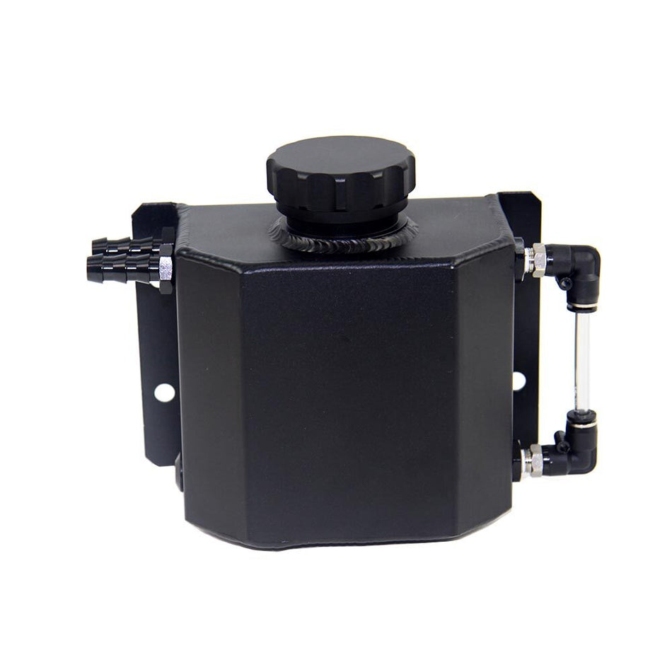 AlloyWorks Universal 1L Aluminium Coolant Radiator Overflow Recovery Water Tank Bottle pro Black